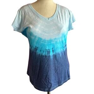Womens Shirt Size Medium Blue Tie Dye Hippy Retro 60s 70s Festival Rave